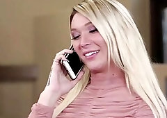 Amazing blonde shemale sucks a hard cock and loves it