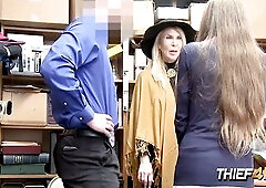 After catching Granny and Teen red handed this lascivious officer gives a decision to make 'em suck on his biggest knob and screws their twats ha