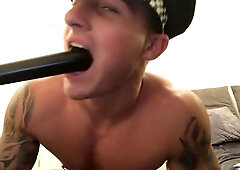 Tatted Cub unwraps And Masturbates Off