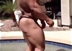Big Ramy Sexy Posing in pool