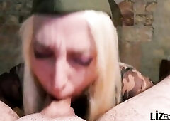 Findom military cutie uses and tortures her prisoner’s cock