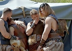 Gay nympho guys fuck outdoors in the ass in group sex