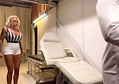 Mature tattooed blonde receives a private medical exam from her doctor in POV