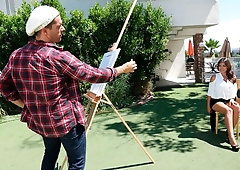 Exotic Latina with big melons Ella Knox screwed at the backyard