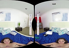 Kimber Woods catches Ryan Driller watching VR porn and rides him hard