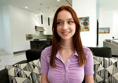 Slutty redhead Melanie gets sent off to college with a hard fuck