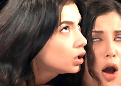 Attractive hottie invite friend to share fat cock and creampie