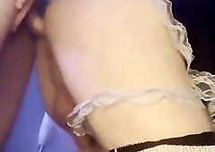 Sissy becomes a cleaning lady for daddy