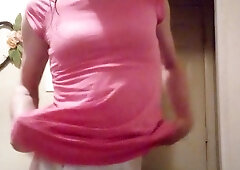 millie wets nappy and puts wondrous stretch pants back on