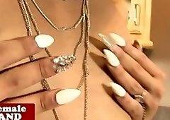 Young black TS shows asshole and jerks solo