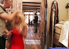 Gorgeous blonde with fantastic tits wants to show her ex how well her new man can pound her tight pink twat.