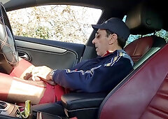 Bulgarian elder Gypsy cockslut drills himself in side the truck to be seen in batty boy cruising field