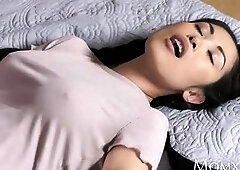 MAMA Ebony and Oriental babysitters screw large bazookas blond mother i'd like to fuck in lesbo threes