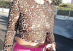 public flashing of boobs and fingering of a twat on the street