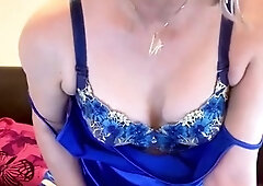 Taunting my girly pink cigar with my magic wand in all blue garment!