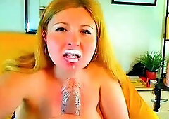 Big-Titted Romanian Granny Plays with Sex Toy on Webcam