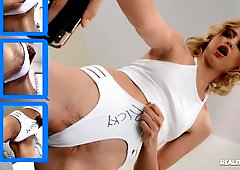 Sweet blonde chick Chloe Cherry rides on a big dick with love