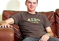 Skinny Brit plays with his big cock solo