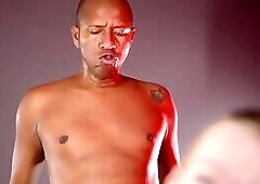 Horny bitch loves big black cockInterracial sex. Black guy barebacks white guy