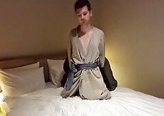 Gay Twink from Japan gives handjob with footjob and gets huge cumshot