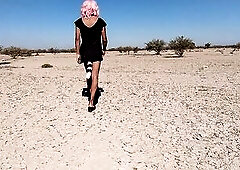 Cute little wench in sandals and a minidress, that babe can't live out of to get exposed in public, very hawt, have a fun her