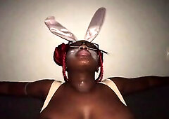 Kinky Easter Bad Bunny Spits on Large Titties The Black Nerd Gal Sucks Knob Deepthroat Shakes Her Biggest Pierced Ebony Titties - Jhodez1