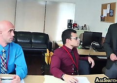 Gay hunk boss fucks his workers hairy ass roughly