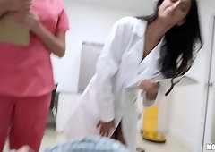 Threesome sex with seductive nurses Athena Palomino and Sophia Leone