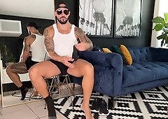 Caught jerking off, jerk off, gay nipple play