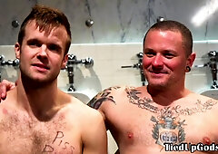 BONDAGE & DISCIPLINE dom pees into gimps mask before masturbating