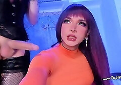 Slut Shemale Enjoys Sucking Girlcock In Bed