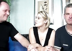 See this experienced golden-haired hottie get her taut holes fingered and licked by 2 palpitating men, clenching and leaking with intensive joy.