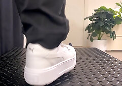 Shuffle Girl Cock Crush In White Platform Sneakers - Shoejob, Trampling, Sneakers, White Puma With Whitecrush And Verified Amateurs
