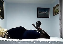 DAISY HOGTIED IN TIGHT DARK BLUE DRESS