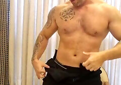 Latin Fireman with Bulky Fashion - Mary Striptease - Onanism and Nutting in Lingerie
