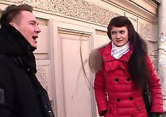 Young and pretty college girl gets laid in a sauna