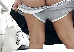 HIDDEN CAMERA IN PUBLIC WASHROOM AND CUTIE WITH LARGE BUTT PISSING, VERY HAWT