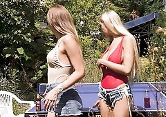 Lucky for us summer isn't yet over and we still get to check out babes in bikinis and booty shorts as we do in today's foot fetish premium p