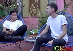 lad latino finishes off after riding without a condom and blowjob