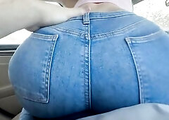 Risky Grinding on Ramrod Large Booty Brunette hair untill Cum after College eighteen+