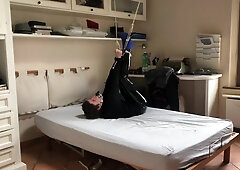 Restrain Bondage in leather trousers