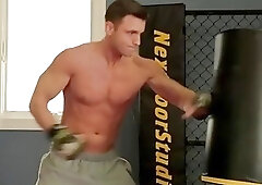 Shaved amateur hunk softly tugs his rod