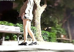 Toy inserted anal on the stairs,watch out for someone passing by!