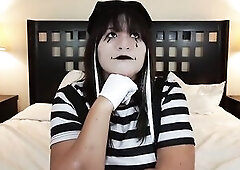 A Local Mime Barges in a residents hotel and craves to make him smile, but its not simple to make this person smile, so that babe performs at what tha