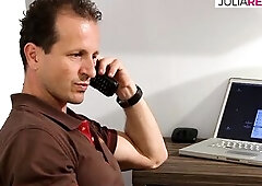 Hawt gal sucks a biggest ramrod then gets drilled to a throat spunk fountain