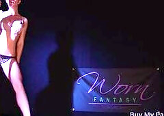 Gorgeous big titted MILF knows you like it when she's sweaty and her panties smell like her wet cunt. She takes off her bra and fondles her lovel