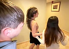My ally and I picked up 2 Spanish gals at the party, and they ended up taking us back to their hotel to have sex