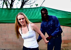 Blonde teen puts on a show before she sits on that huge cock!