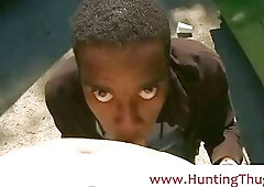 Black gay bitch sucks white dick