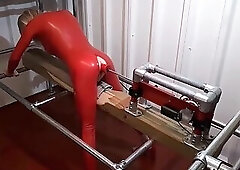 rachelsexymaid 34 dungeon fuckmachine in red rubber